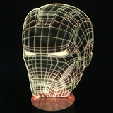 3D视觉LED灯USB带遥控器遥控七彩变色钢铁侠头盔小夜灯厂家直销