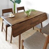 白橡木餐桌日式简约现代饭桌纯实木折叠桌长方形桌子北欧宜家定做