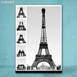 家居装饰画 巴黎埃菲尔铁塔的建造过程 海报客厅挂壁无框单画