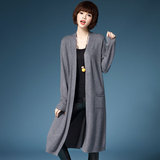 韩国女装毛衣披肩外套中长款秋冬羊绒大衣超长款开叉针织衫女开衫