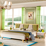 双人床1米8实木床现代简约软包靠背婚床卧室北欧宜家风格橡木家具
