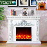 1.5米欧式壁炉电视柜象牙白深色客厅装饰仿真火取暖壁炉架