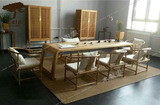 木制家MZJ 现代新中式茶桌椅老榆木免漆家具明式茶室茶台简约茶椅