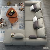 宜家布艺沙发组合北欧可拆洗现代简约转角羽绒布沙发棉麻三人沙发