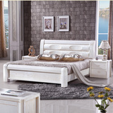 家具全实木床白色1.5米1.8米高箱储物箱体榆木床中式双人气压婚床