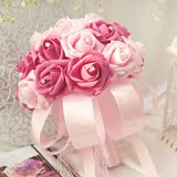 韩式玫粉色水钻蕾丝公主风手捧花结婚礼物抛花球新娘欧式甜美包邮