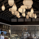新中式古典布艺吊灯酒店复古布艺餐厅工程创意灯笼新中式艺术吊灯