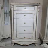 欧式五斗柜 法式简约现代珍珠白仿古白描金五斗橱卧室木质储物柜