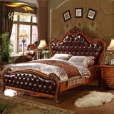 全实木软包美式乡村床 田园欧式法式奢华经典 新古典婚床纯实木床