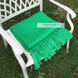 绿色流苏搭毯搭巾沙发上装饰床尾毯样板房床上装饰搭毯搭巾披毯