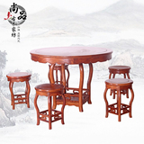 红木家具刺猬紫檀特价 餐台简约现代花篮餐桌椅组合实木圆形6人