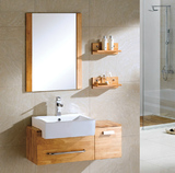 现代橡胶木浴室柜组合小户型中式原木洗漱台洗手洗脸盆挂墙吊柜