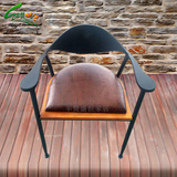 美式复古做旧铁艺休闲大排档扶手餐厅椅子咖啡椅不锈钢椅子靠背椅