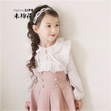 女童衬衫长袖纯棉白色韩版中大童装2016春秋新款娃娃领打底衫衬衣