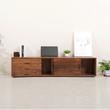 简约现代白橡木黑胡桃木纯实木电视柜原木创意新款环保客厅家具