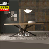 美式LOFT复古铁艺实木电脑桌长桌简易办公桌会议桌大班桌工作台桌