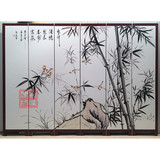中式手绘水墨屏风卧室可移动折叠玄关酒店大堂彩绘背景墙个性定制