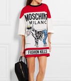 意大利代购2016新款MOSCHINO 奶牛短袖宽松中长款T恤连衣裙走秀款