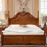 美式经典全实木床 1.5婚床双人简欧橡木公主床1.8米 欧式实木大床