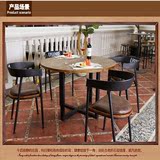 loft美式实木做旧大圆桌餐桌 工业风复古家具铁艺复古餐桌椅组合