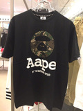 香港正品代购AAPE男士猿人头迷彩图案印花纯棉直筒运动短袖T恤 男