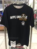 香港正品代购AAPE男士猿人头字母后背棋盘印花直筒运动短袖T恤 男