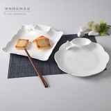 陶瓷西餐具饺子盘托盘欧式浮雕创意点心盘水饺盘骨质瓷平盘菜盘子