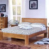 纯全实木床红橡木双人床1.8米单人床1.5现代简约卧室家具原木婚床