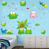创意可爱卡通青蛙贴画学校幼儿园儿童房装饰防水玻璃双面墙贴纸