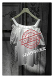 Ochirly欧时力2016新女夏装一字领吊带纯棉短袖衬衫1HN2014390
