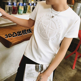 2016日系夏季新款男式半袖t恤太空棉3D立体印花大码男士短袖T恤潮