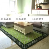 时尚绿色条纹宜家地毯客厅茶几沙发卧室床边手工腈纶满铺地毯定制
