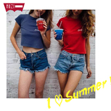 出口欧美 2016夏季新款刺绣短袖t恤女时尚短款纯棉上衣潮