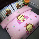 潮牌ESAL猴全棉床上四件套单人床单大嘴卡通儿童被套双人1.8m1.5