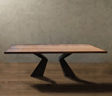 美式餐桌铁艺实木小户型复古家用简易简约现代北欧创意会议桌家具