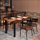 美式餐桌铁艺实木小户型家用简易欧式桌子多功能简约现代西餐厅桌