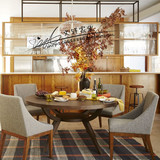 欧式实木餐桌美式复古纯橡木客厅圆桌现代简约个性创意餐桌可定制