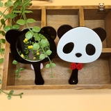 四川旅游纪念品熊猫手柄镜便携式梳妆镜高档亚克力收纳镜子美女用