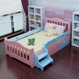 小孩床 实木单人床儿童床带护栏抽屉简易公主小床宝宝床 定制家具