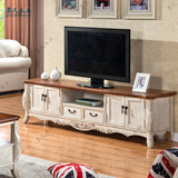 覃氏木业欧式电视柜茶几组合雕花地柜2米彩绘柜美式白色复古家具