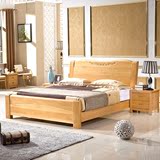美然之家1.8米实木床 简约1.5米榉木床 双人大床 婚房床特价包邮