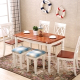 地中海餐桌椅组合6人 简约现代长方形小户型实木餐桌欧式田园风格