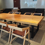 loft复古铁艺实木餐桌美式会议桌电脑桌办公桌书桌长方形工作台