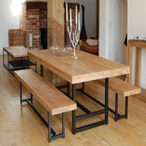 北欧宜家铁艺复古办公桌工作台 实木餐桌 会议长方桌电脑桌书桌