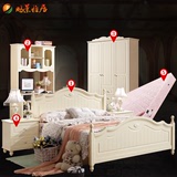 韩式田园公主床双人床+床垫+床头柜三件套 卧室家具套装组合 X15T
