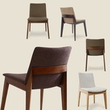 实木休闲椅子 简约时尚布艺餐椅北欧现代风格椅酒店会所椅 咖啡椅