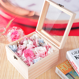 进口永生花玻璃罩礼盒玫瑰花鲜花干花生日求婚纪念日顺丰包邮