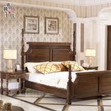 美式乡村家具 全实木双人床1.8米 新古典婚床复古卧室黑胡桃木床