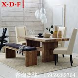美式原实木复古餐桌椅组合长方形 简约小户型茶几餐桌6人饭桌组装