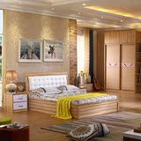 床简约现代板式多功能床 双人床1.8米储物床1.5米收纳木床高箱床
